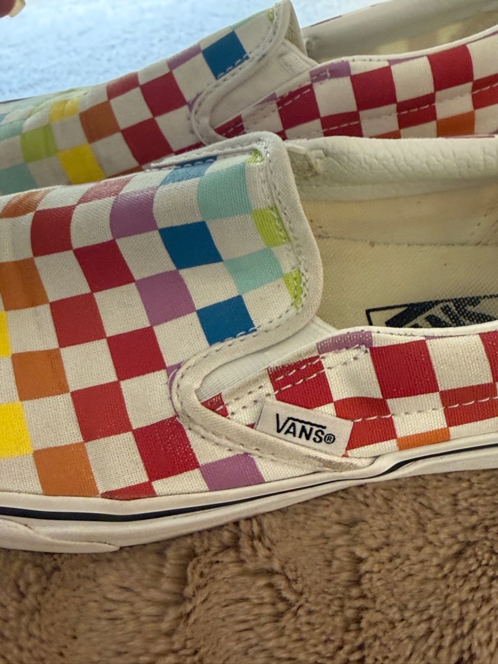 Vans Unisex Slip-On Rainbow Checkerboard Canvas Sneakers